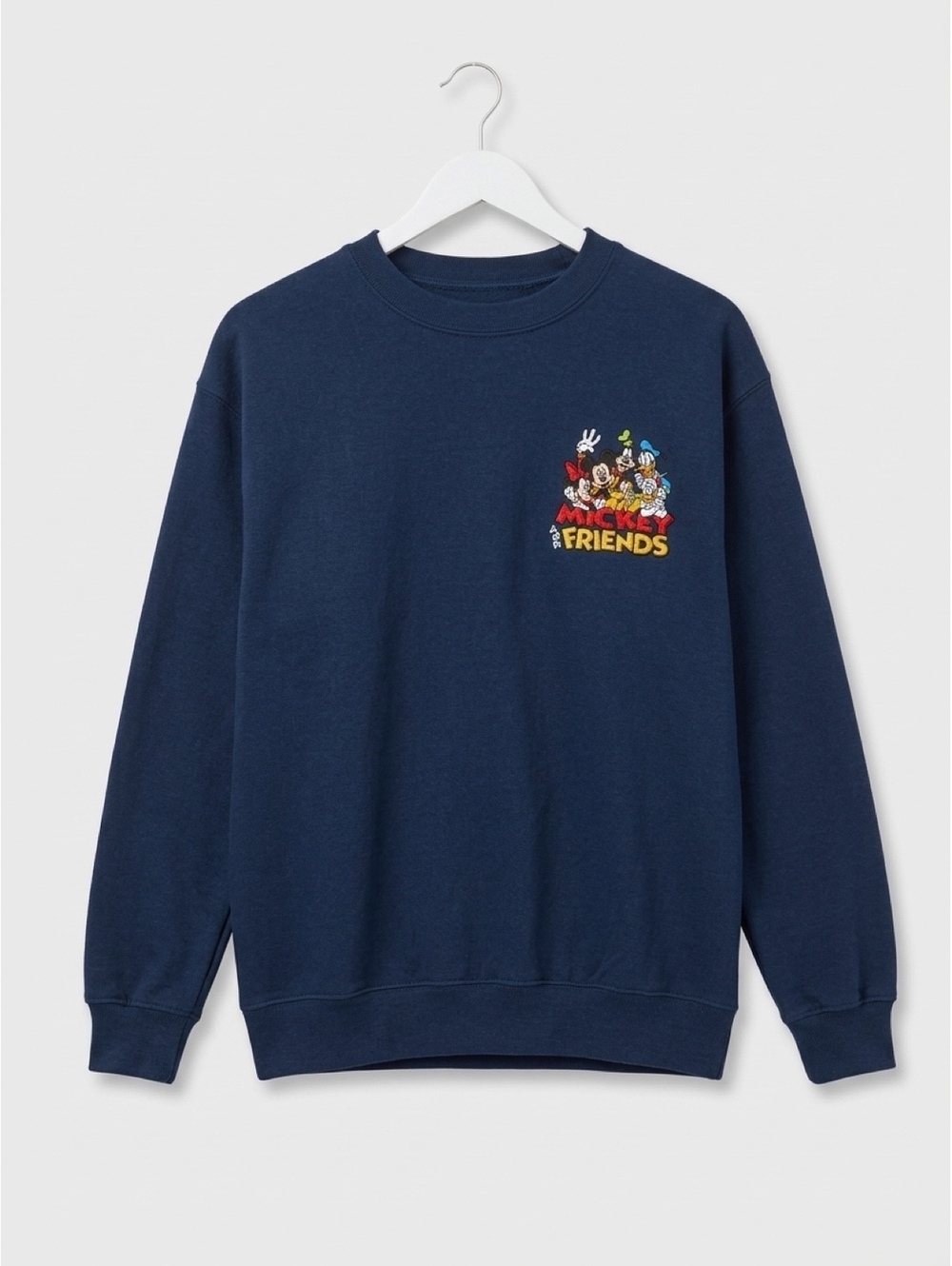 Disney Mickey & Friends Sweatshirt Men’s M Navy Crewneck Graphic Embroidered